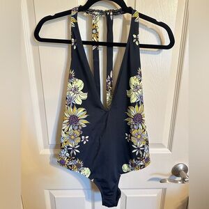 Urban Outfitters Out From Under Navy & Multi Color Floral One Piece Swimsuit, L
